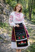 Bulgarian Severnashka women folk costume style 2, black vest floral applique, BUDJAKFOLK